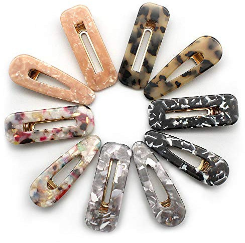 YGSAT 10pcs Pince à Cheveux en Résine Acrylique Barrettes à Cheveux Léopard Imprimé Pinces à Cheveux d’Alligator Vintage pour Accessoires de Cheveux de Femmes Filles Cadeaux