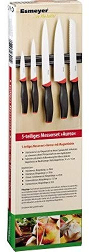 Unbekannt Esmeyer Küchenmesser Set Aurea 5teilig Magnetleiste schwarz/rot
