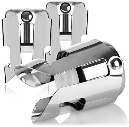 COM-FOUR® 3x tappo per bottiglia di champagne, tappo riutilizzabile per bottiglie di champagne, vino e champagne, tappo per bottiglia universale