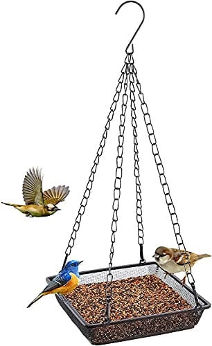 Super Idee Hängende Feinmaschige Futterstation mit Edelstahl Kette Vogelhäuschen zum Aufhängen wetterfeste Futterspender Vogelhaus Vogelfutter Vogelfutterstation für Wildvögel Meisen Spatzen usw.