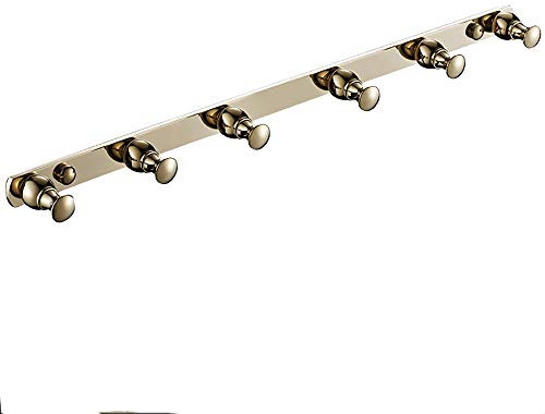 SHUGUANG Coat Hooks for Wall, Coat Rack Brass Double Robe Hook Wall Mounted Towel Hook Heavy Duty Hanger Hook for Hanging Scarves, Coats, Keys and More, Screw Installation,Gold,6 Hooks