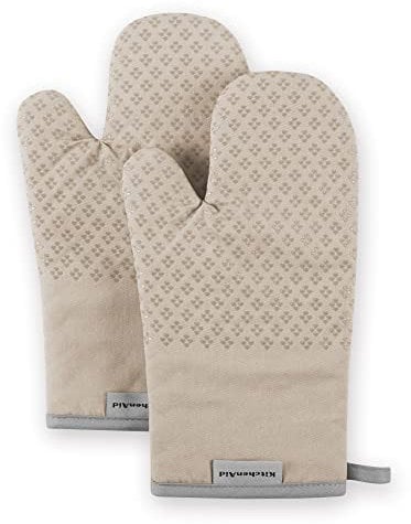 KitchenAid Asteroid Oven Mitt 2-Pack Set, Milkshake Tan, 7x12.5