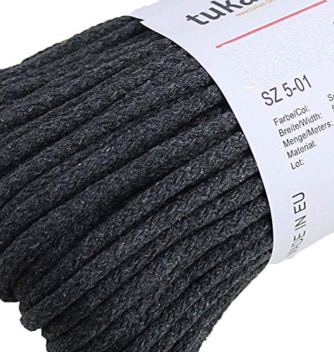Baumwollkordel Kordel Baumwolle makramee garn 5mm - Baumwollseil Baumwollgarn baumwollschnur kordelband 100% Cotton (grau)