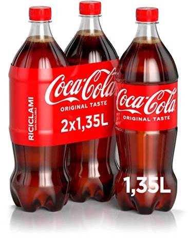 Coca-Cola Original Taste – 2 Bottiglie da 1,35 Litri, Tutto il Gusto Originale di Coca-Cola in bottiglia PET 100% Riciclabile, Bevanda Analcolica