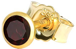 NKlaus Einzel Ohrstecker echt Granat rot Gelbgold 333 8 Karat Gold 3,5mm klein Ohrring 7994