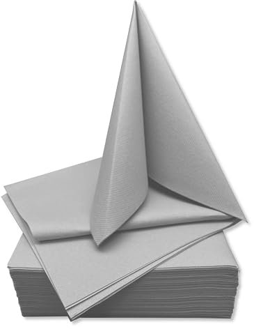 STAUBPIRAT Airlaid Servietten – 65 g/qm Premium-Qualität - 40 x 40 cm Dinner Serviette stoffähnlich - Tischdekoration für Geburtstag, Hochzeit, Feiern und Events - grau