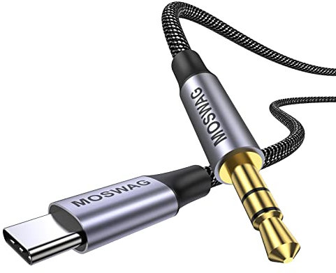 MOSWAG USB C zu 3.5mm Audio Aux Jack Kabel (3.28FT/1M), USB Typ C zu 3.5mm Kopfhörer Stereo Kabel Auto, Kompatibel mit Samsung Galaxy S23 S22 S21 S20+ Ultra Note 20 10 Plus,Google Pixel 3 4 5 XL