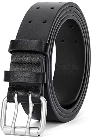 JasGood Herren Doppel Prong Ledergürtel Casual Work Heavy Duty Gürtel Doppel Ösen Gürtel für Jeans