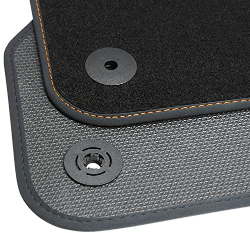 teileplus24 BGF700 Ganzjahres-Fußmatten kompatibel mit Cupra Formentor 2020-06/2024 Wasserdicht, Naht:Orange