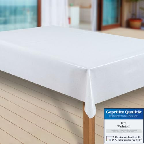 laro Wachstuch-Tischdecke Abwaschbar Garten-Tischdecke Wachstischdecke PVC Plastik-Tischdecken Eckig Meterware Wasserabweisend Abwischbar |80|, Muster:Elligent Glitter Weiss, Größe:140x160
