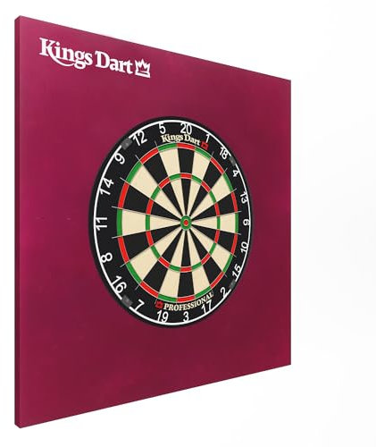 Kings Dart Dart-Set | Dartboard Komplettset: Turnier-Dartscheibe + Dart-Surround | Sisal-Borsten, Spider-Feldbegrenzung | Schutz für Wand u. Darts | Für Soft- u. Steeldarts | Markenqualität