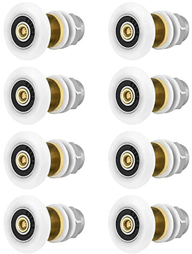 QWORK® 8 Pz Rodamientos Mampara Ducha, 25mm Ruedas para Puertas Correderas de 4~6mm de Epesor