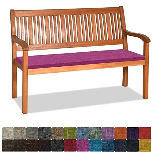 Bankauflage Stuhlkissen Bankkissen mit Krawatte Waschbar ,110x35x5cm,1 2 3 4-Sitzer Sitzkissen Rutschfeste Auflage für Gartenbank ,Küche,Terrasse Innen und Außenbereich,Dicker Leinenstoff,rosarot