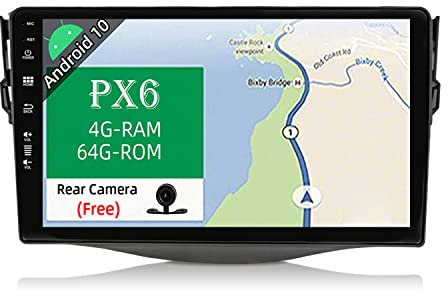 JOYX PX6 Android 10 Autoradio Passt für Toyota RAV4 (2007-2012) - [4G+64G] - Rückfahrkamera KOSTENLOS - 2 Din 9 Zoll - Unterstützen DAB Lenkradsteuerung 4G WiFi BT Carplay Android Auto HDMI 4K-Video