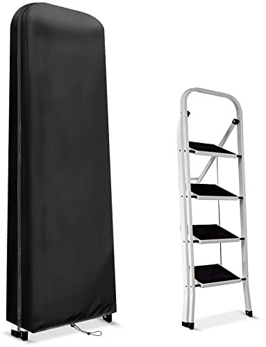 Folding Ladder Cover, Ladder Protective Case with Zipper Waterproof Dustproof Breathable for Step Ladders, 420D Oxford Cloth,dust-proofwater Proof,Anti-UV (50 * 174 * 6.5 cm,Black)