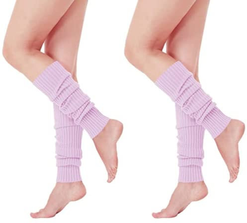 CHENGZI 2 Paar gestrickte Beinstulpen für Damen, Winter, warme lange Stiefelsocken für Partyzubehör, violett, One size
