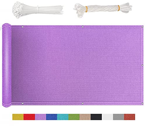 NKADNB Balkon Sichtschutz Balkonverkleidung 90x300cm Hochblickdichte Balkonumspannung Wind-Und Uv-Schutz Wetterfest im Viele Größe und Farben Wertiger Balkonsichtschutz,Violett