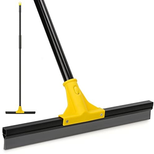 Squeegee Broom for Floor, 18'' Rubber Squeegee with 60'' Long Handle for Bathroom Tile, Garage Concrete, Deck, Shower Glass, Window Cleaning, Heavy Duty Household Floor Wiper