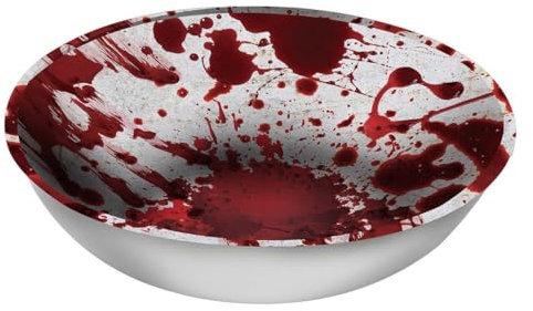 FIESTAS GUIRCA | Reusable Blood Bowl (10.6 in) - Table Decoration for Spooky Halloween Parties - Ideal for Frightening Celebrations - White and Red