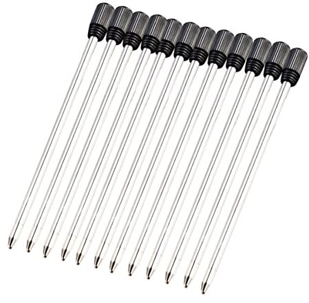 NUOBESTY Cross Pen Minen Kugelschreiber 12er Pack Metallstiftminen Für Feines Schreiben Schwarze Tinte