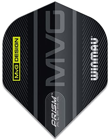 WINMAU Alpha Michael Van Gerwen MvG Logo Schwarz und Grau Extra Dicke Dart-Flüge - 1 Satz pro Packung (insgesamt 3 Flüge)