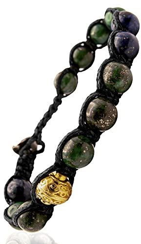 Samsara Bracciale Tibetano Buddista - shamballa con lapislazzuli Afgano - Filo in cotone cerato nero