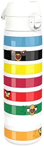 ION8 Leicht Stahl-Trinkflasche, 600 ml, Nicht IsoliertAuslaufsicher, Einhandöffnung, Sichere Verriegelung, Spülmaschinenfest, Klappdeckel, Tragegriff, Leicht zu Reinigen, Angry Birds