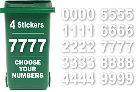 4 x Bin Numbers for Wheelie Bins, 0-9, Dustbin Stickers, Easy Application 17.5cm Stick On Number Stickers - Weatherproof Self Adhesive Vinyl (Number 7)