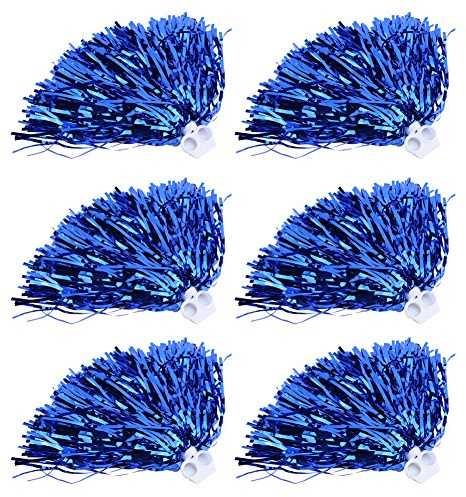 MOUMOUTEN 6 Stück Cheerleading Poms Kunststoff farbige Bälle Cheerleader | Pompom Dekoration für Sport Party Zubehör, Tanzball Party Sport Pompons, Cheer Pom (7 Farben) (Blau)