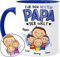 Tassenliebling® Papa Tasse Personalisiert Mit 1-3 Kindern - Blau - Für Den Besten Papa Der Welt - Vatertagsgeschenk Oder Geburtstagsgeschenk - Geschenk für Sohn Tochter
