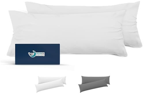 Dreamzie Kissenbezug 40x105 Weiß 2er Set Mikrofaser Oeko-TEX Zertifiziert Kopfkissenbezug 40x105 Weich