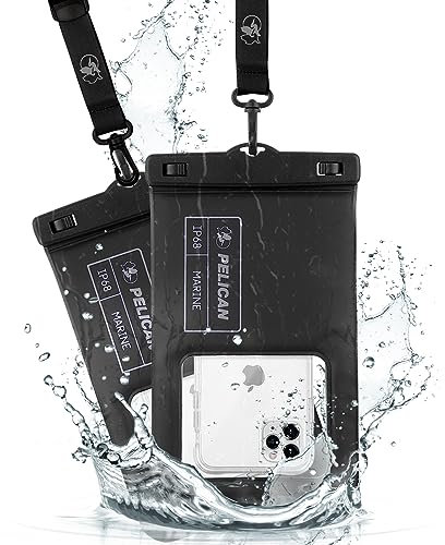 Pelican Marine 2 Pack - IP68 wasserdichte Handytasche/Hülle (XL-Größe) - Schwimmende wasserdichte Handyhülle - für iPhone 15 Pro Max / 14 Pro Max / 13 Pro Max / 12 / S23 Ultra/Pixel 7 - Stealth Black