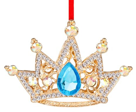 WaaHome Goldkrone Weihnachtsschmuck Metallkrone Andenken Ornamente für Weihnachtsbaumschmuck, blaugrüne Krone Weihnachtsschmuck Geschenke für Frauen Mädchen Mutter Schwestern Kinder
