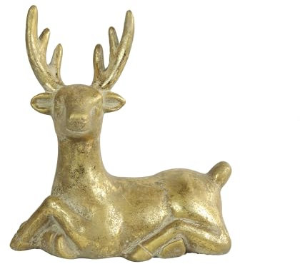 CHICCIE Hirsch aus Keramik in Gold 16x15cm - Figur Dekoration Dekofigur Deko