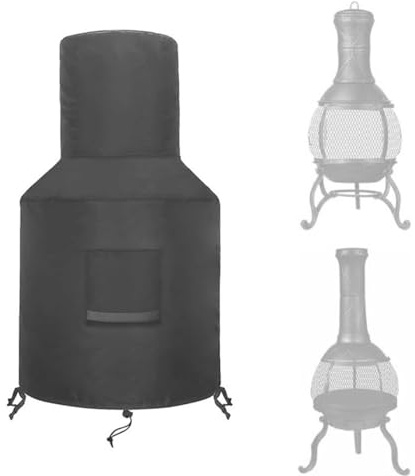 Terrassenofen Abdeckung, Staubschutz Für Außenheizungen Mit Lüftungsschlitzen Und Schnallenriemen, Wasserdicht, 420D Oxford Schwarz 33*121,9*63,5cm