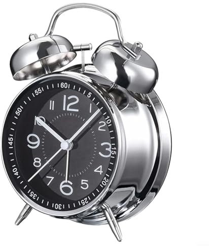 Metallwecker, mechanischer Doppelglocken-Wecker, lauter Wecker, Nachtlichter, Dekoration für Schlafzimmer, Büro (schwarz)