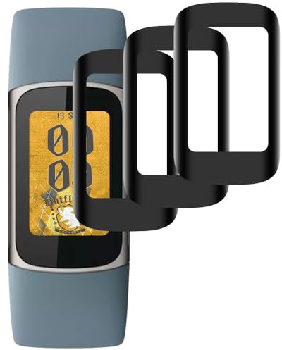 Beukei Screen Protector for Fitbit Charge 5, 3 Pack Screen Protector Tempered Glass, Ultrasonic Fingerprint Support, Anti-Shatter, Scratch Resistant, NO-Bubble, 9H Hardness,Protective Film