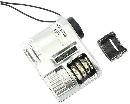 Vaguelly Kleiner Mikroskop Lupe 60-Fach Mit Uv-Sensor Und Led Licht Einstellbarer Fokus Silber Für Industrie Gartenarbeit Bildung Und Geographie
