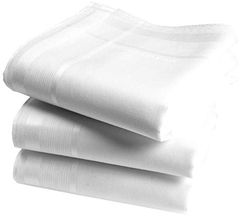 Fazzoletti bianchi arrotolati di alta qualità, 100% cotone, dimensioni 45 x 45 cm, cofanetto 3 pezzi, modello ALBIN, bianco, 45 cm