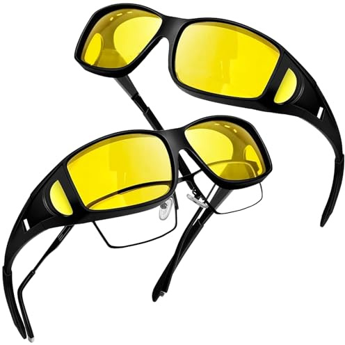 FunnAura 2PCS Night Vision Glasses for Driving, Anti Glare Night Driving Glasses for Men and Woman