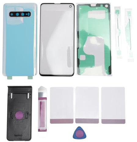 Galaxy S10 Rückseite aus Glas, Ersatz-Batteriefachgehäuse, Wasserdicht, mit Kameraobjektiv-Teilen, für Galaxy S10 SM-G973U G973W + Werkzeug (White)