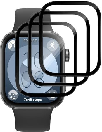 Aerku Protector de Pantalla para Huawei Watch Fit 3, 9H Cobertura de pantalla completa HD Alta Sensibilidad Resistente a Arañazos Cristal Templado Vidrio Templado [3 Piezas]