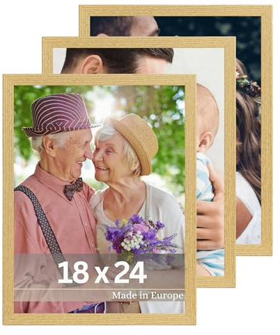 VictoR Bilderrahmen Dali 3er Set 18x24 cm beige | Fotorahmen Holz - Bilderrahmen Set beige 18x24 - moderner Holzrahmen mit bruchsicherem Acrylglas