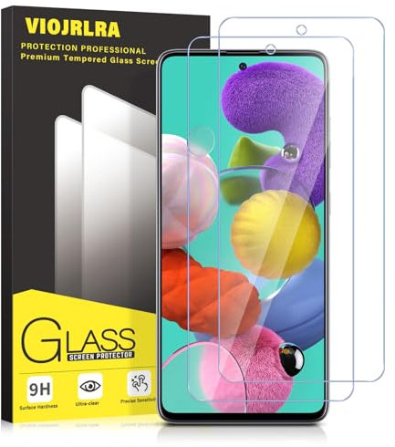Viojrlra Lot de 2 Verre Trempé pour Samsung Galaxy A51 4G/5G(6,5), Sans Bulles Verre Trempé protections d'écran, Dureté 9H Glass, Anti Rayures, Haute Définition