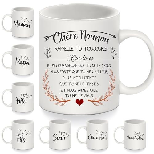 Tu es plus courageuse que tu ne le crois Tasse pour nounou de la petite fille du petit-fils Cadeau d'inspiration pour Chère Nounou Anniversaire Fête des Mères Cadeau de Noël Tasse à café(nounou)