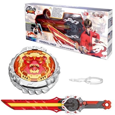 INFINITY NADO Schwert-Launcher – Metall-Leucht-Kreisel Blazing Bear, rot 5+ | Schwert-Launcher mit Beschleunigung. Metall-Kreisel mit Leuchtfunktion. Blazing War Bear. Ab 5 Jahren