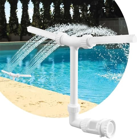 Fontaine de Piscine, 1,5 et 2,2 Accessoires Piscine Hors Sol Fontaine de Piscine Cascade a Double Jet Réglable 360°, Cascade Piscine Hors Sol pour Encastrées Rafraîchir, Calmer (Blanc)