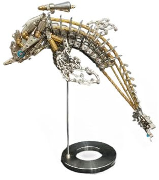 ToyGhillied 3D DIY Steampunk Metall Puzzle, Mechanischer Delphin Modell, Bionische Ozeanische Kreatur Kreative Schreibtisch Ornament für Erwachsene (Kit Version/700+PCS)