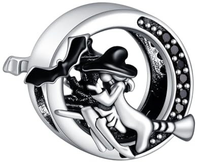 Famuan Wonder Witch Charm 925 Sterling Silber Anhänger Armbänder Halloween Valentinstag Geburtstag Schmuck Geschenke für Familie Freunde Frauen