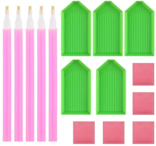 ktxaby 15pcs Diamond Painting Tools,5D Diamond Art Accessories with Drill Pen Grip and Tray Set,Diamond Art Trays and Drill Pen Grip for DIY Diamond Rhinestone Painting,DIY Craft